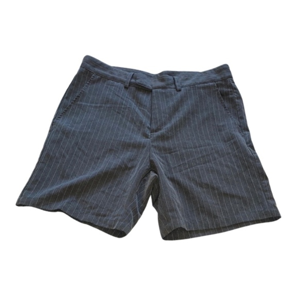 SHEIN Gray Flat Front Shorts with Subtle Pinstripes